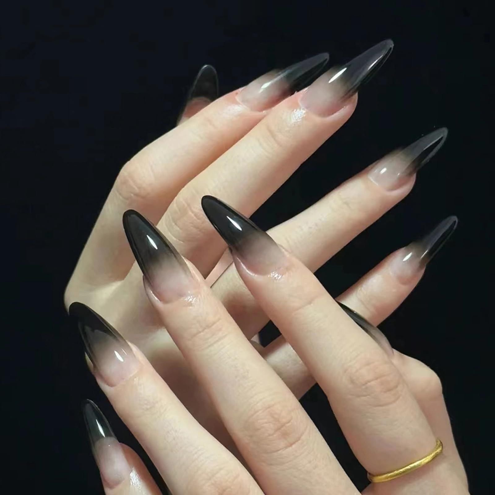 50 Dark Jelly Gradient Nails for Winter Evening Events That Are Deep, Glossy and Made for the Night 46 Black Jelly Gradient Stiletto Nails for Winter Evening Events