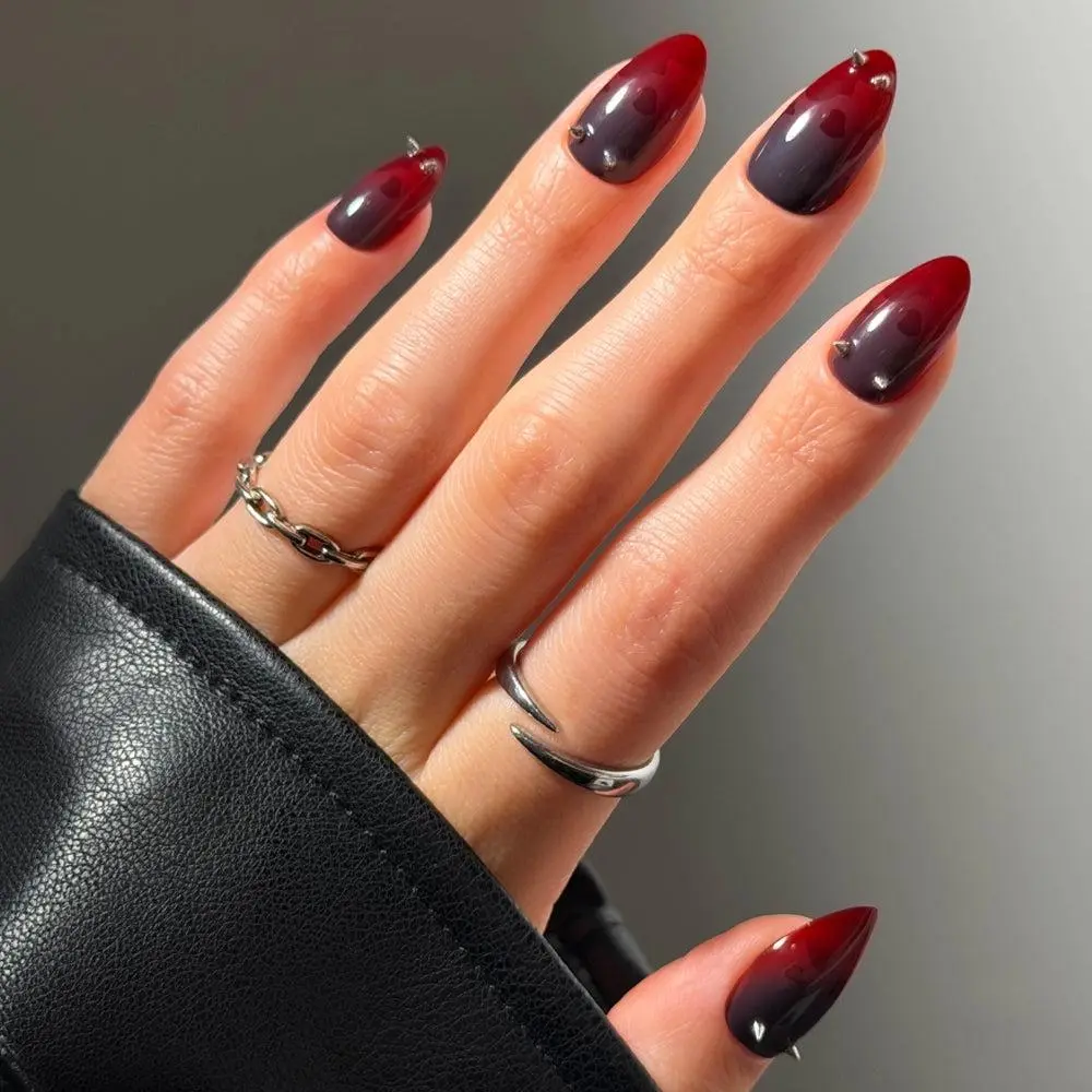 50 Dark Jelly Gradient Nails for Winter Evening Events That Are Deep, Glossy and Made for the Night 47 Dark Red Black Jelly Gradient Almond Nails for Winter Evening Events