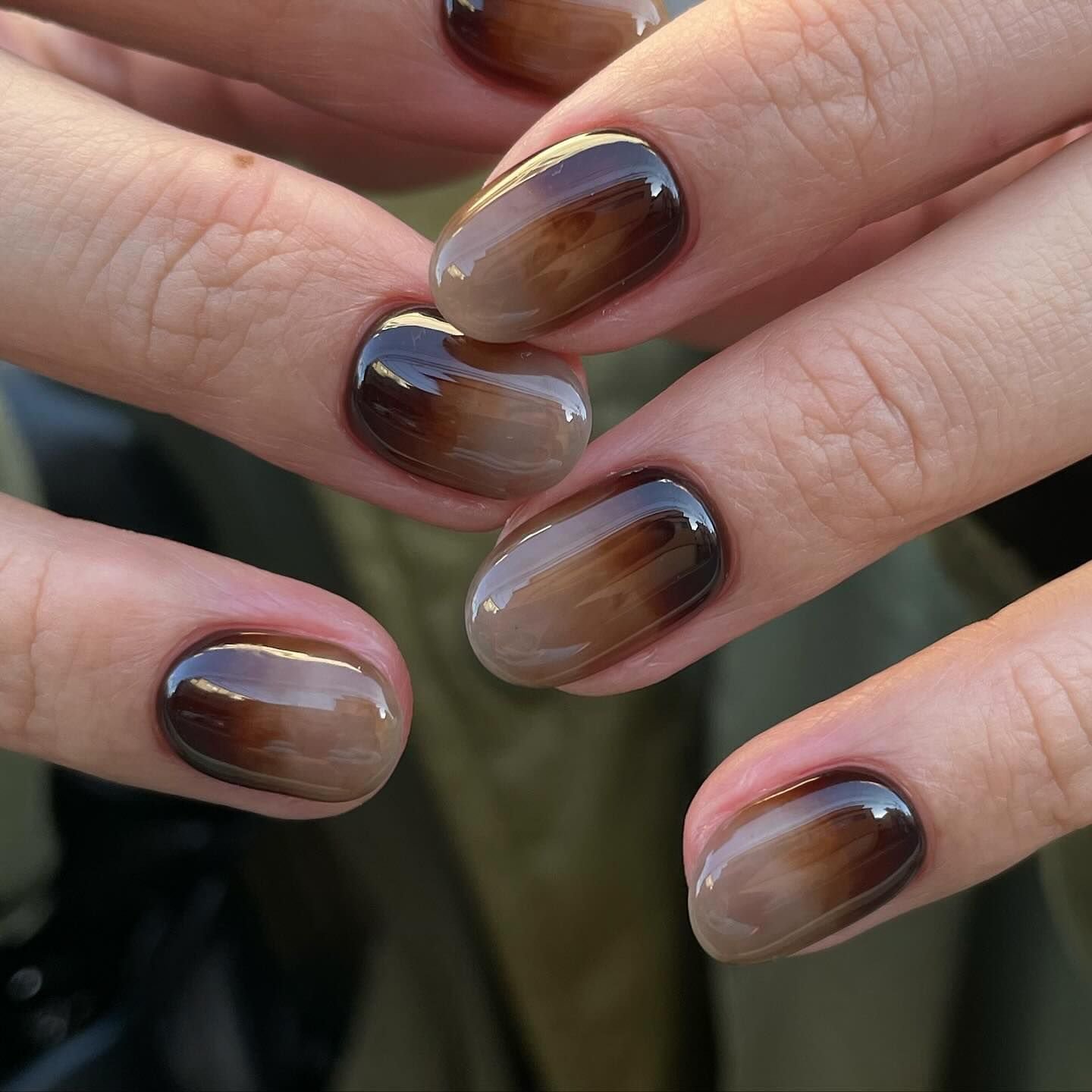 50 Dark Jelly Gradient Nails for Winter Evening Events That Are Deep, Glossy and Made for the Night 48 Brown Black Jelly Gradient Oval Nails for Winter Evening Events