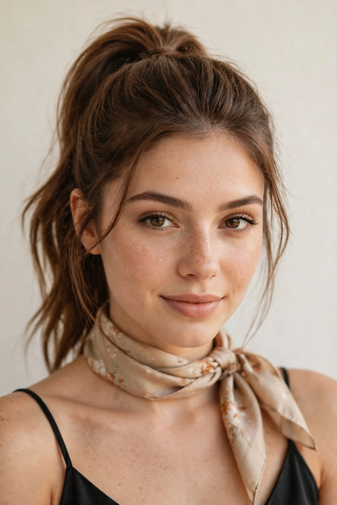 Date Night Hairstyles with a Sleek High Ponytail in warm brown with a softly textured finish