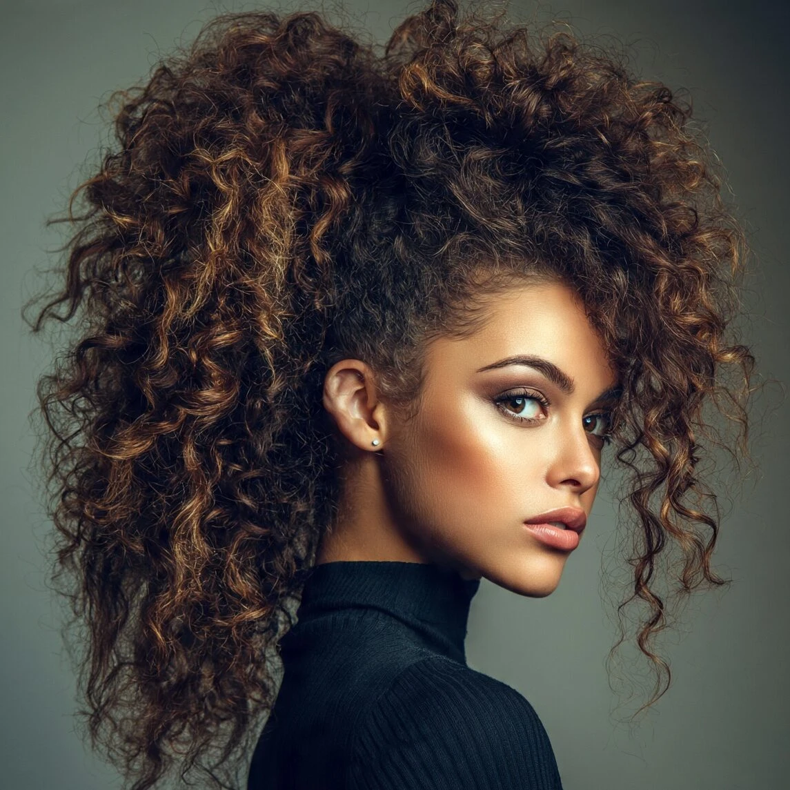 Deep Side Part Curls with Natural, Defined Volume