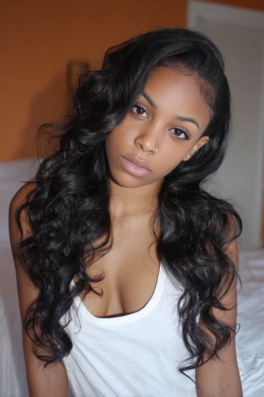 Deep Side Part Long Waves with a Relaxed, Soft Finish