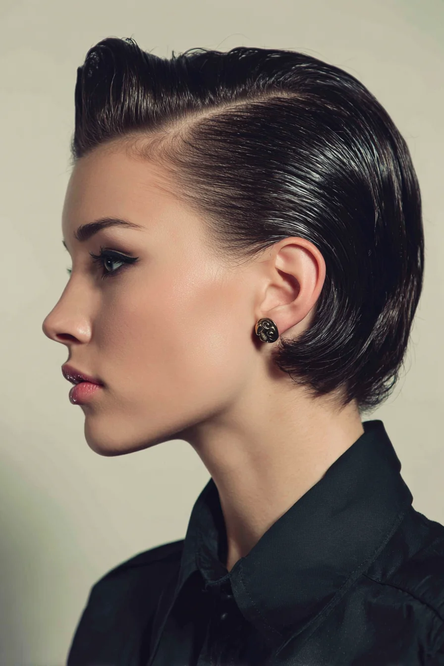 Polished Tuck Short Hair with a Deep Side Sweep for Everyday Polish