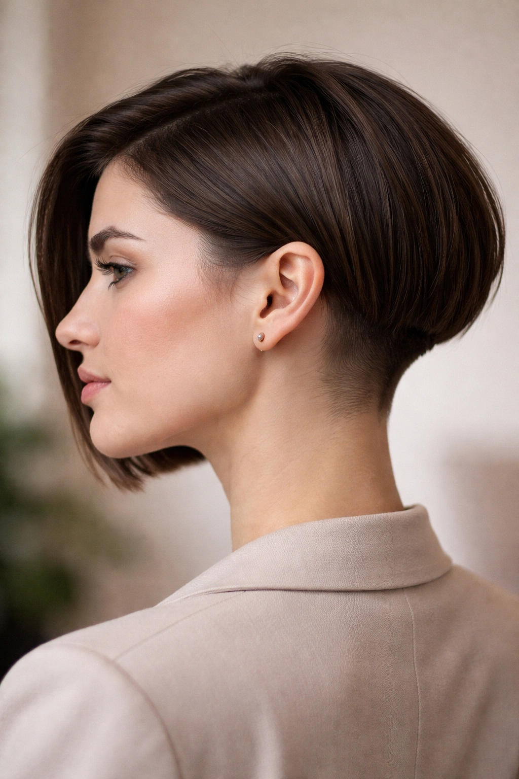 Sleek Short Hair with a Deep Side Part and Tucked Side with a Neat Edge