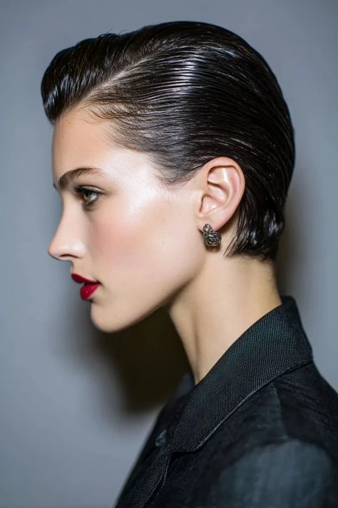 Deep Side Part Short Hair with a Polished Tuck for Work and Evenings