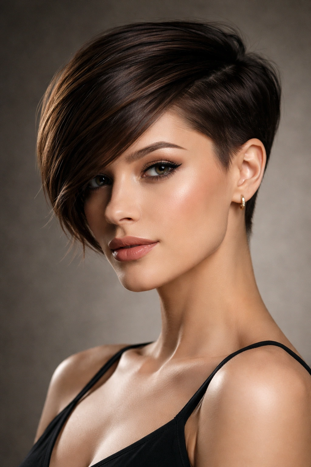 Short Hair Deep Side Part with a Tidy Tucked Side for a Neat Shape