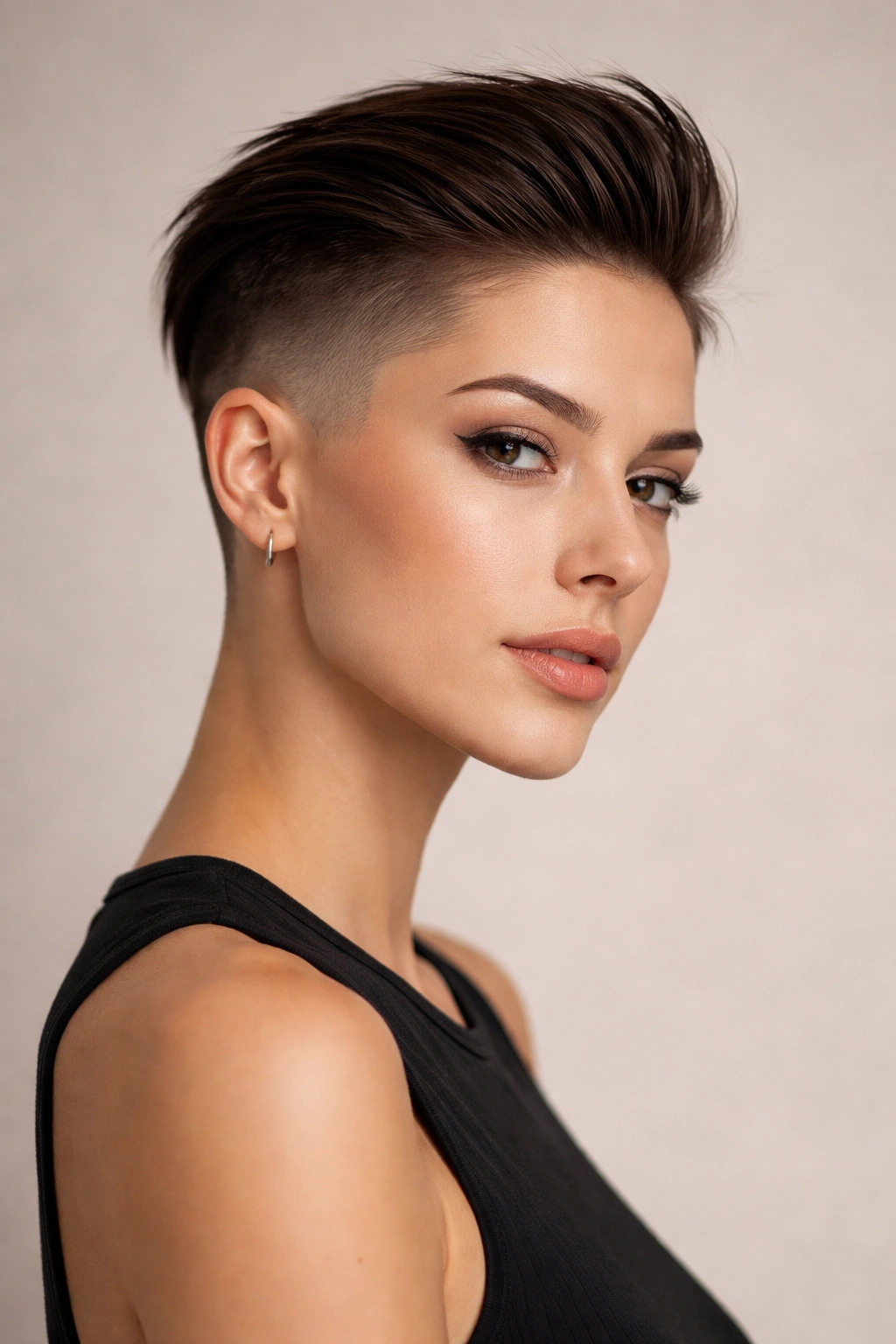 Elegant Short Hair with a Deep Side Part and a Polished Tuck with a Deep Part