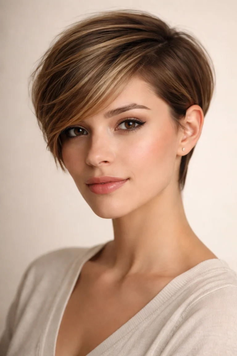 Deep Side Part Short Hair with a Polished Tuck for Winter Polish