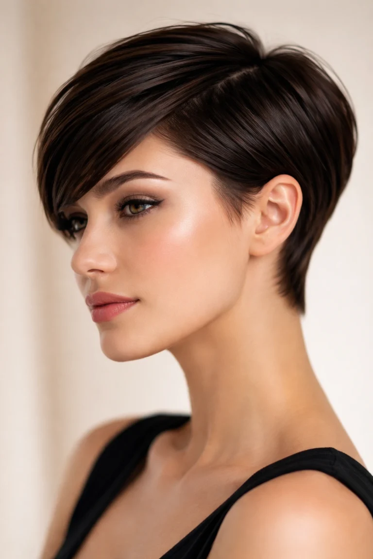 Short Bob with a Deep Side Part and a Polished Tuck for Evening Wear