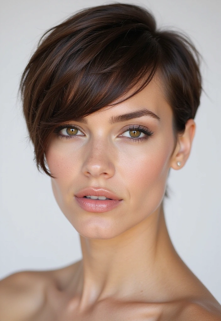 Deep Side Part Short Hair with a Tucked-Behind-the-Ear Finish for Daily Wear