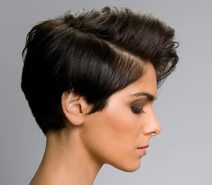 Elegant Short Hair with a Deep Side Part and a Polished Tuck with a Tidy Edge