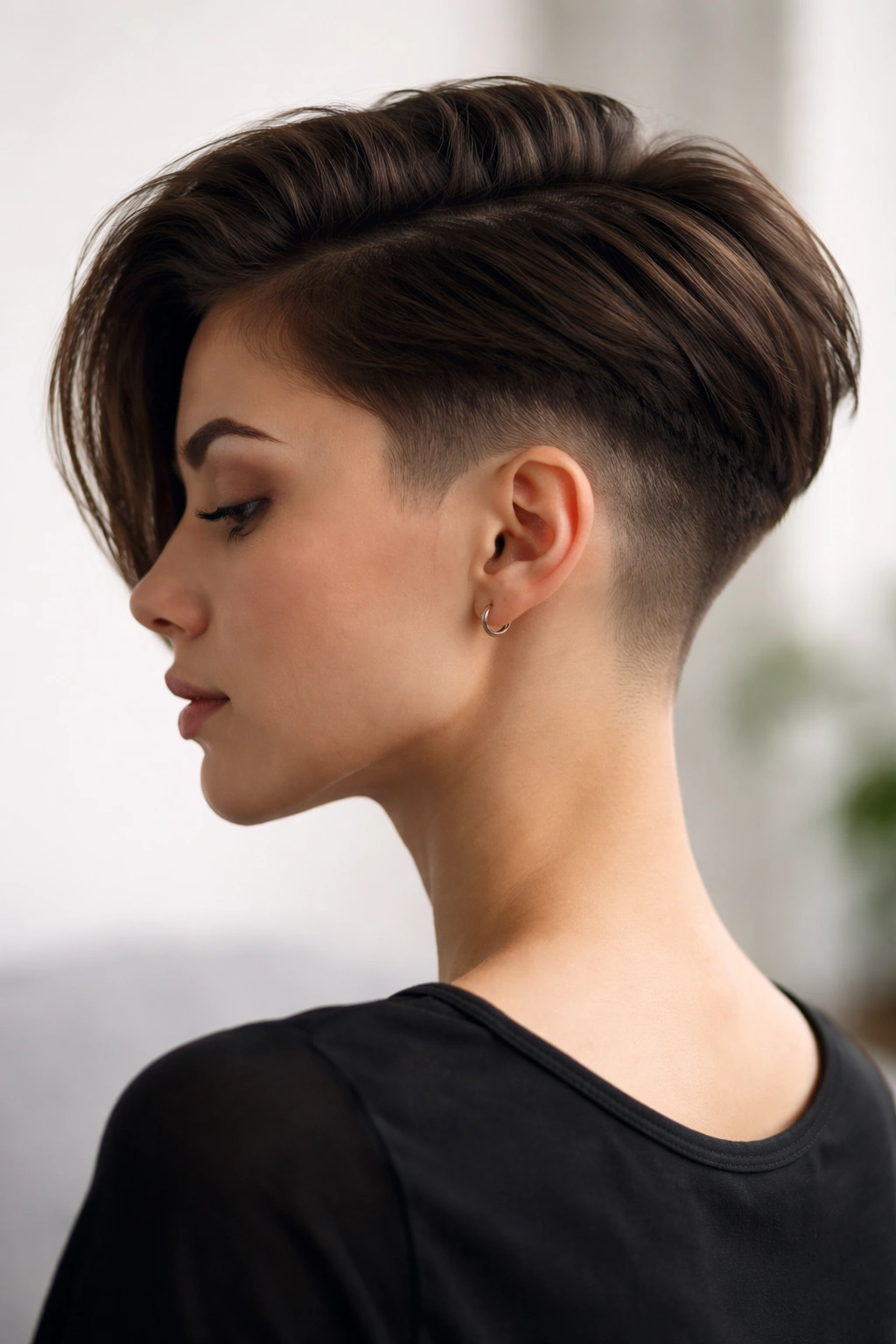 Short Hair with a Deep Side Part and a Neat Tuck with a Smooth Shape