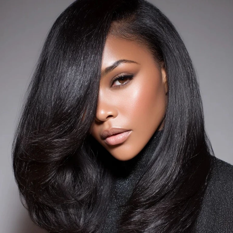 Deep Side Part with Sleek Straight Lengths for a Smart Look