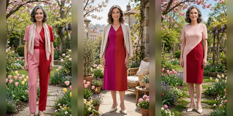 40 Women Over 50 Pink and Red Colour Block Outfits for Spring That Are Fresh, Chic and Easy to Wear