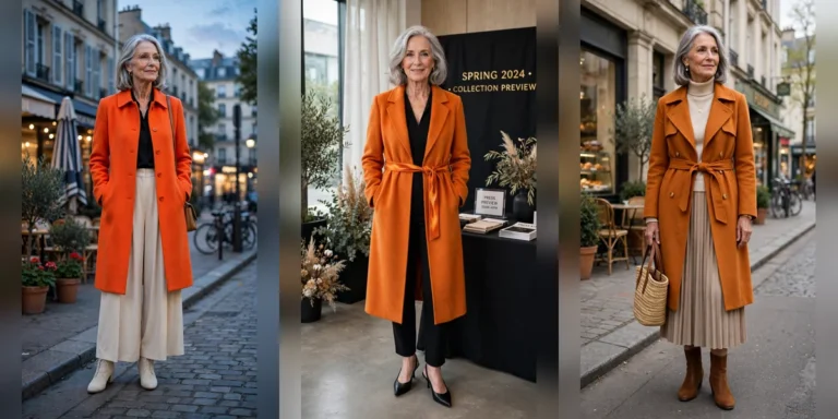 25 Women Over 60 Bright Orange Coat Outfits for Early Summer Previews That Are Fresh, Chic and Easy to Wear