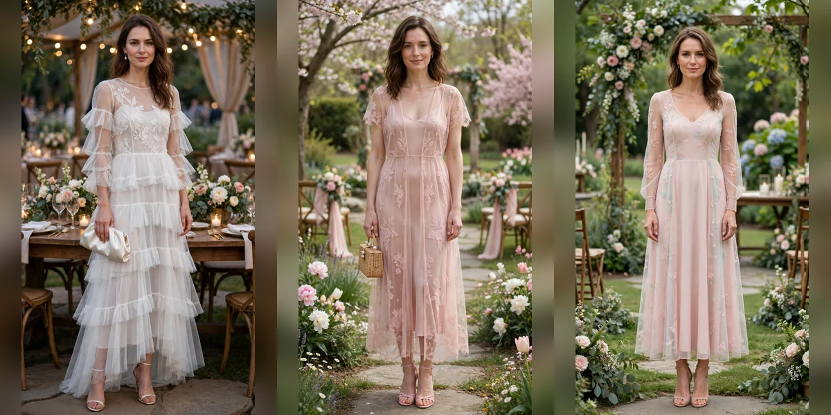 20 Women in Their 30s Sheer Dress Outfits for April Weddings That Are Fresh, Chic and Easy to Wear