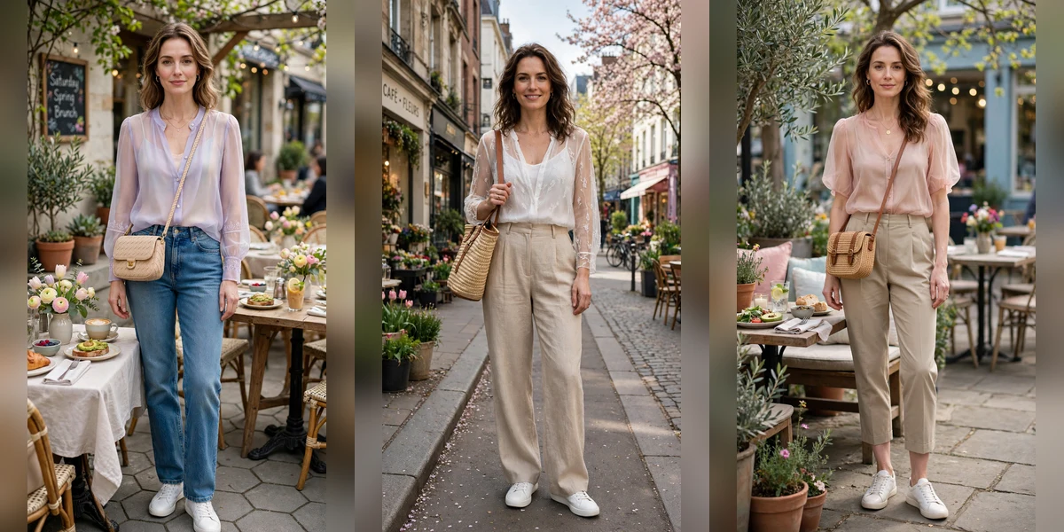 22 Women in Their 30s Sheer Top and Trouser Outfits for Spring Weekends That Are Fresh, Chic and Easy to Wear