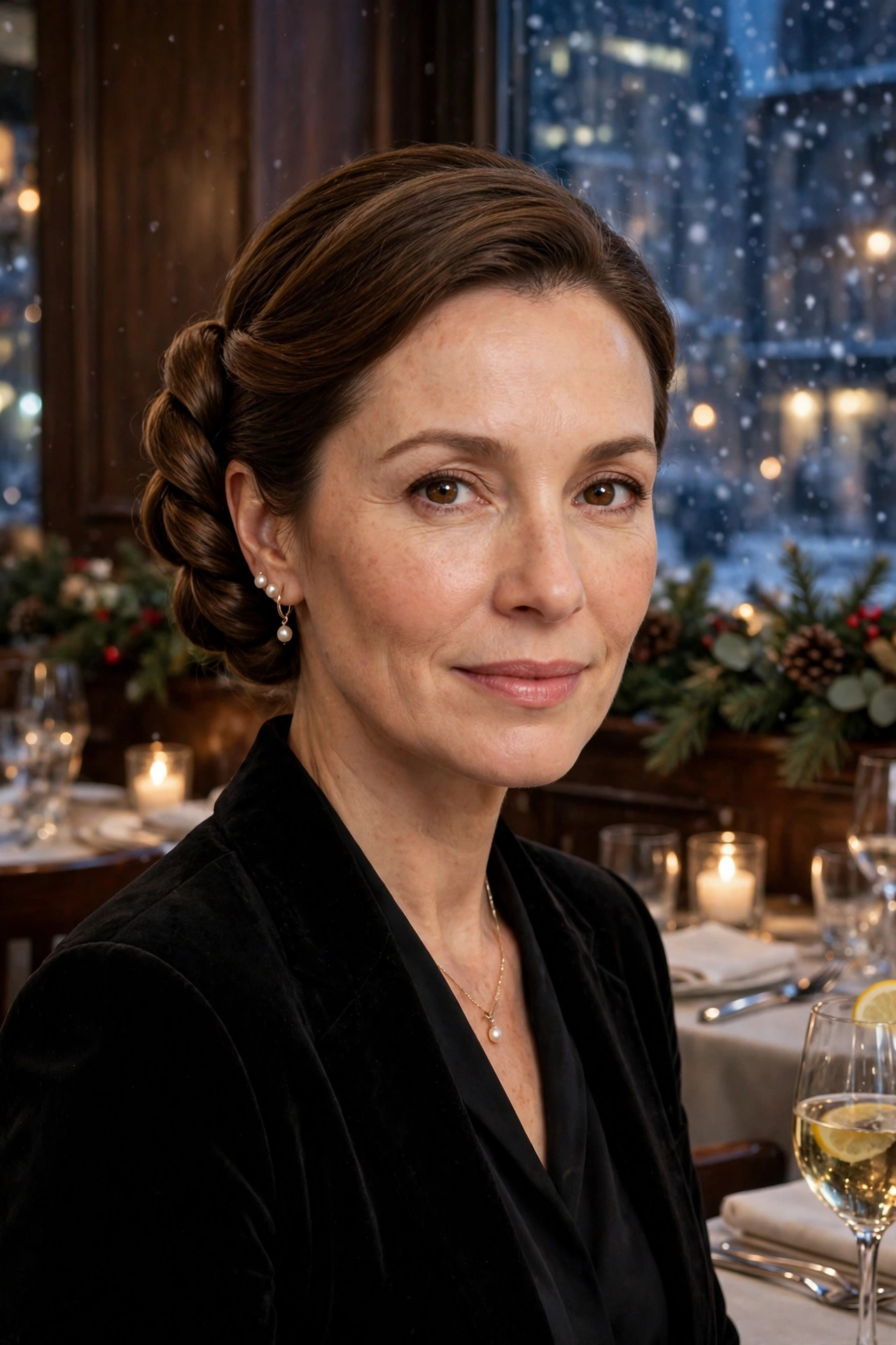 Double-twist chignon, refined with a clean finish