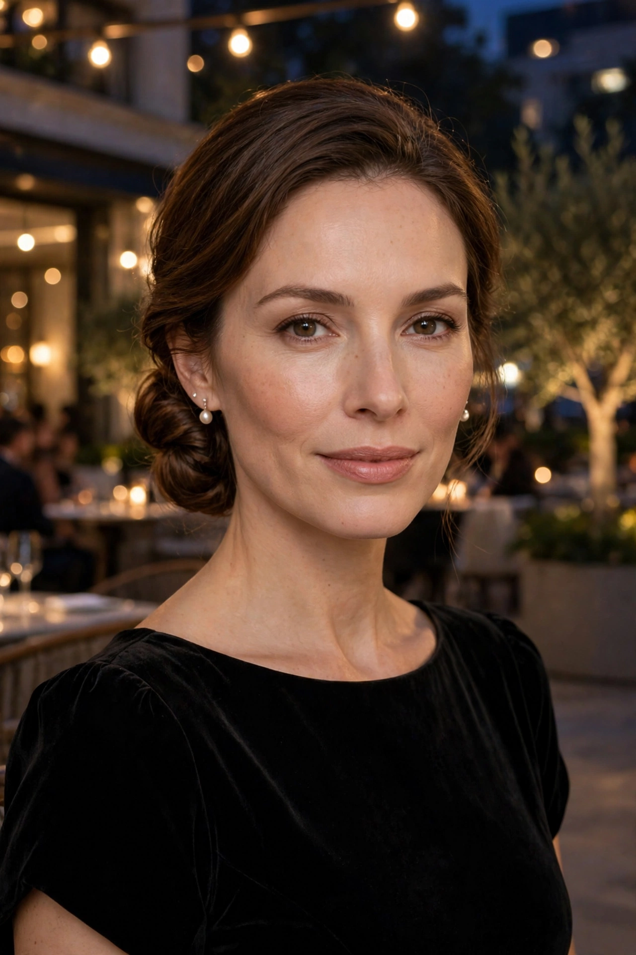 Low twisted chignon, softly sculpted