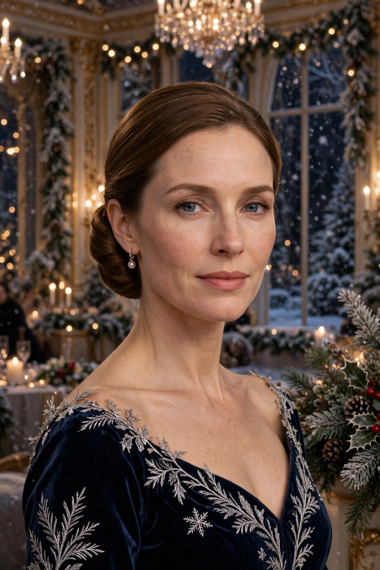 Polished low chignon with a smooth crown, refined with a clean nape