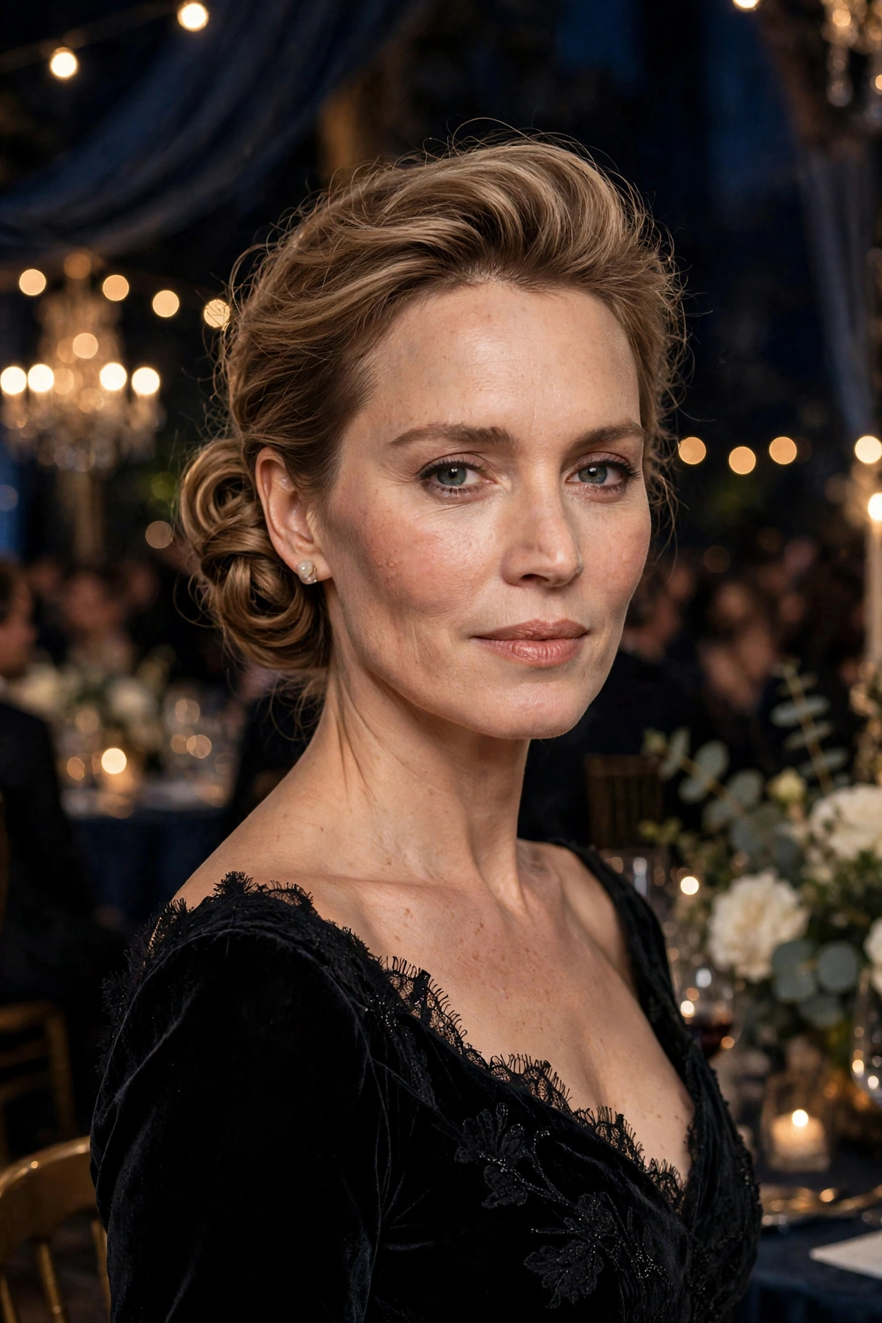 Coiled chignon for fine hair with gentle volume, refined with crown lift