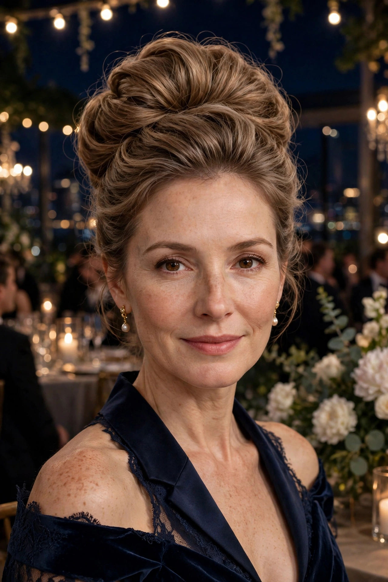 Voluminous chignon for fine hair, full at the crown