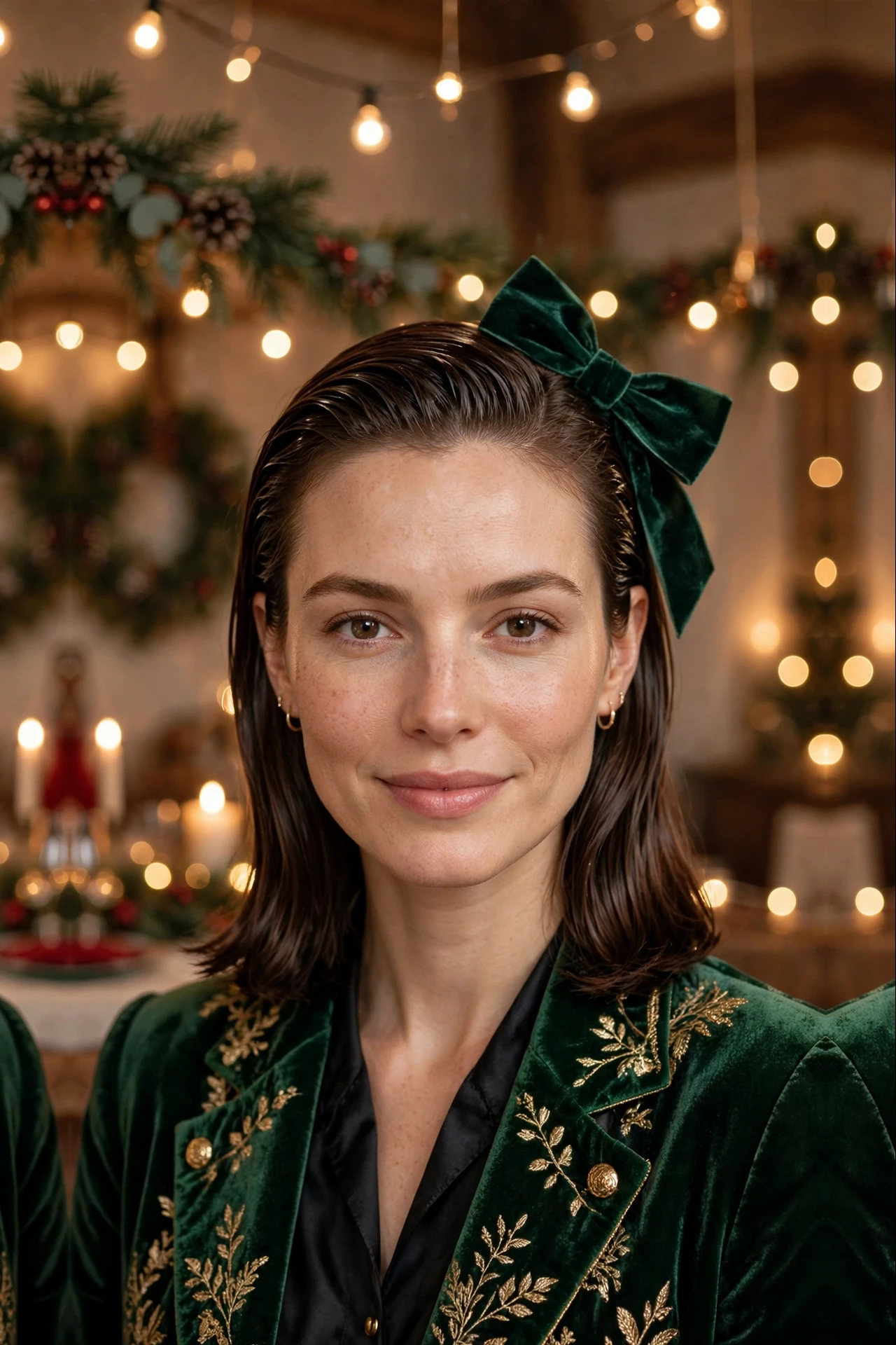 Silky Lob-Length Wet-Look Slick with a Velvet Bow