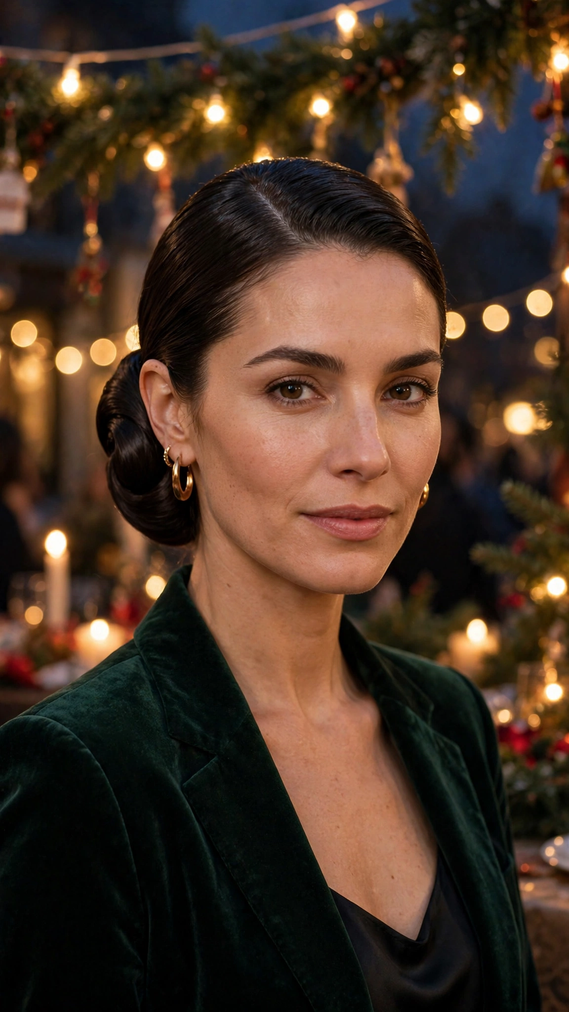 Mirror-Shine Mid-Length Sleek Slicked Chignon with a Side Part
