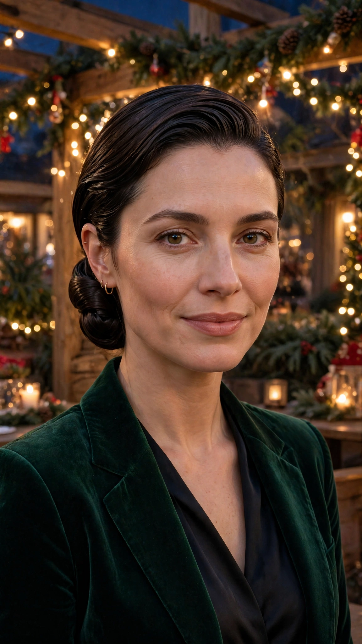 Modern Chin-Length Sleek Slicked Chignon with a Wrapped Base