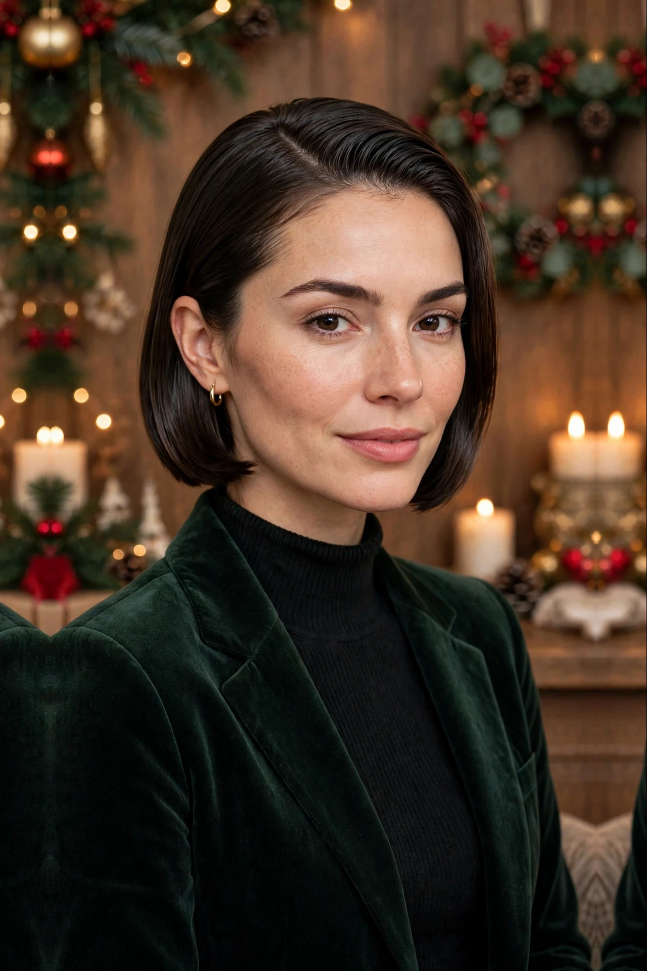 Modern Chin-Length Deep Side-Part Slick with a Low Nape Finish