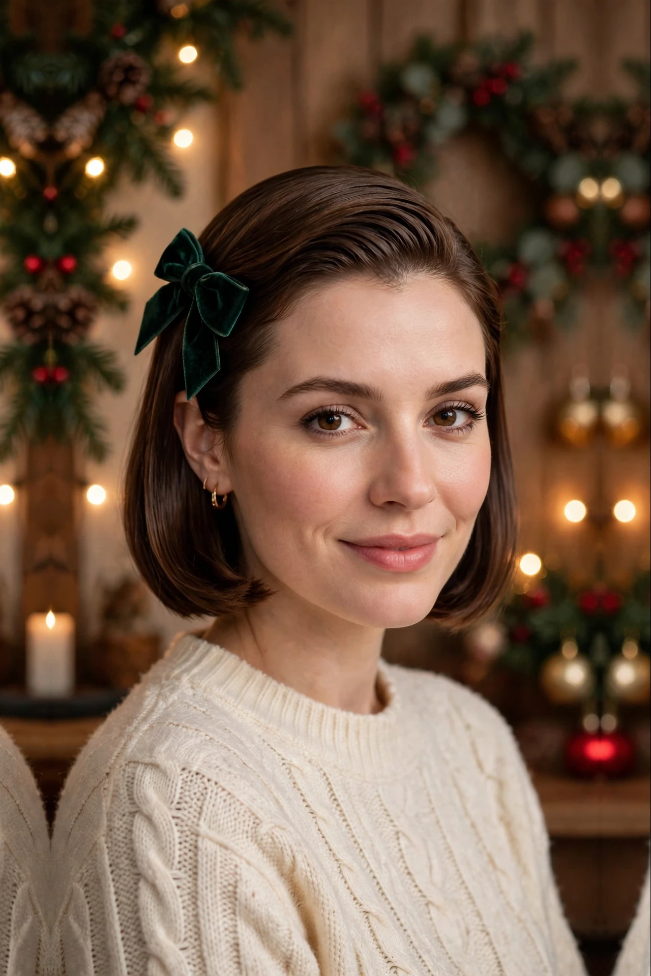 Refined Chin-Length Deep Side-Part Slick with a Velvet Bow