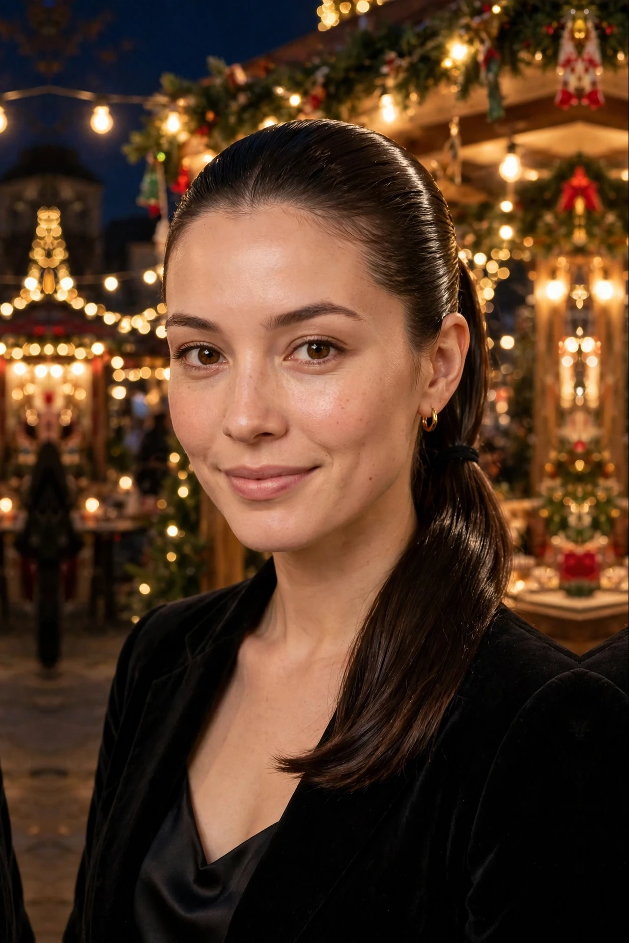 Mirror-Shine Shoulder-Length Slick Ponytail with a Smooth Crown