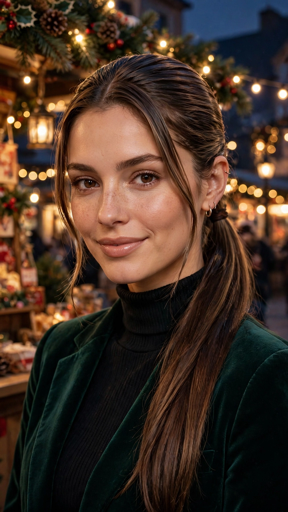 Polished Medium-Length Slick Ponytail with Face-Framing Strands