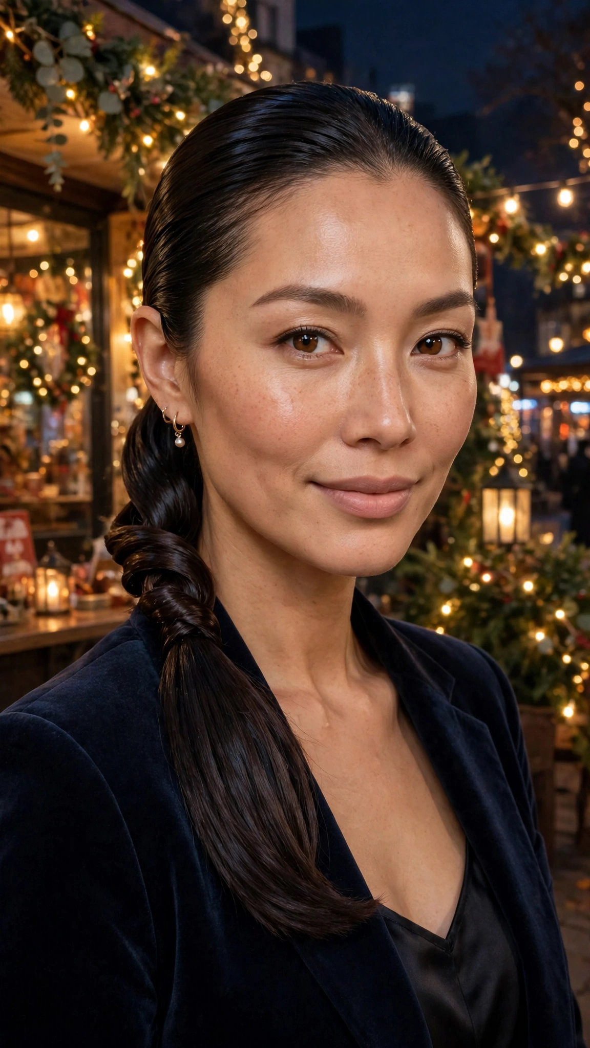 Elegant Lob-Length Slick Ponytail with a Twisted Detail
