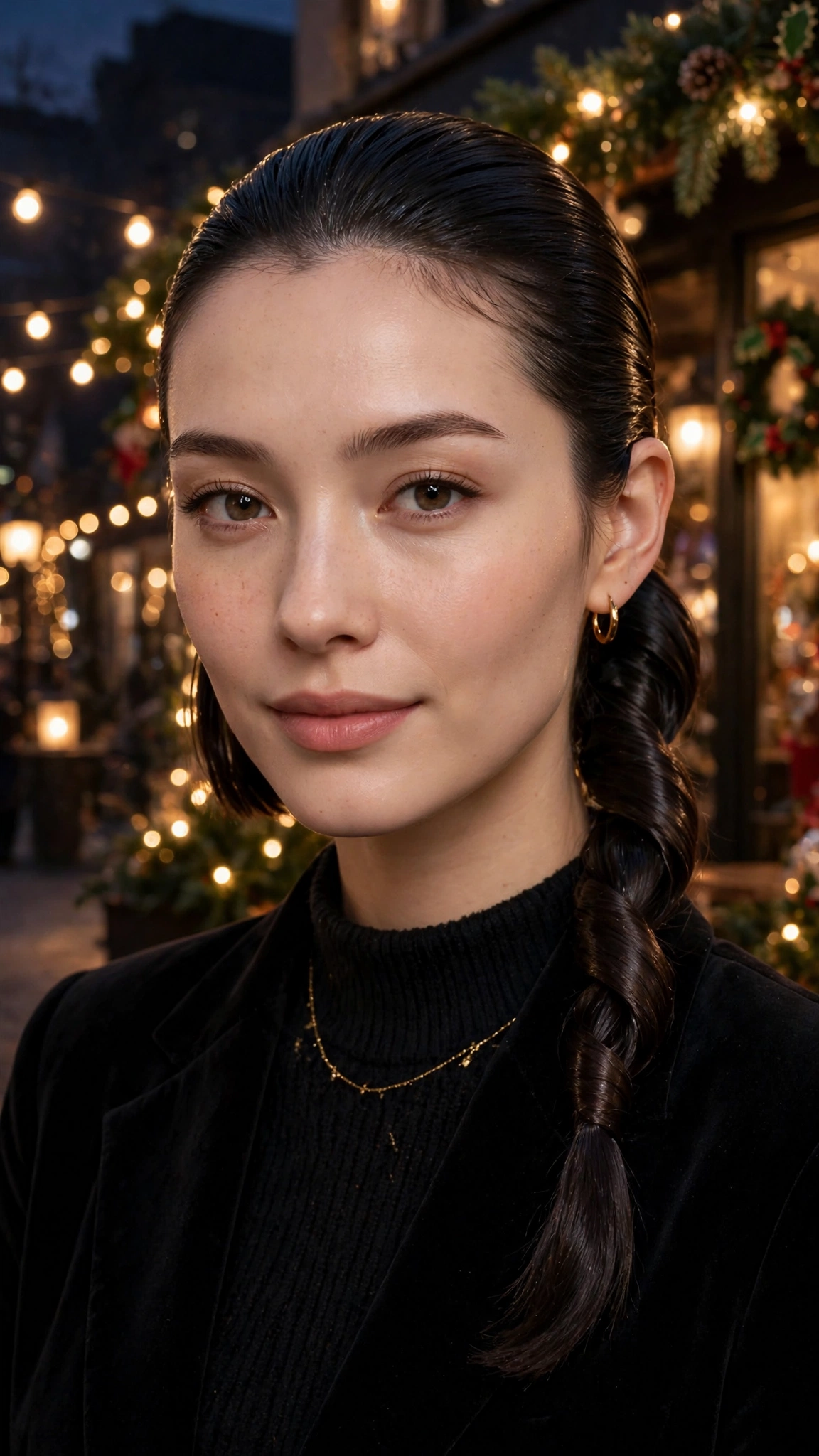 Silky Chin-Length Slick Ponytail with a Twisted Detail