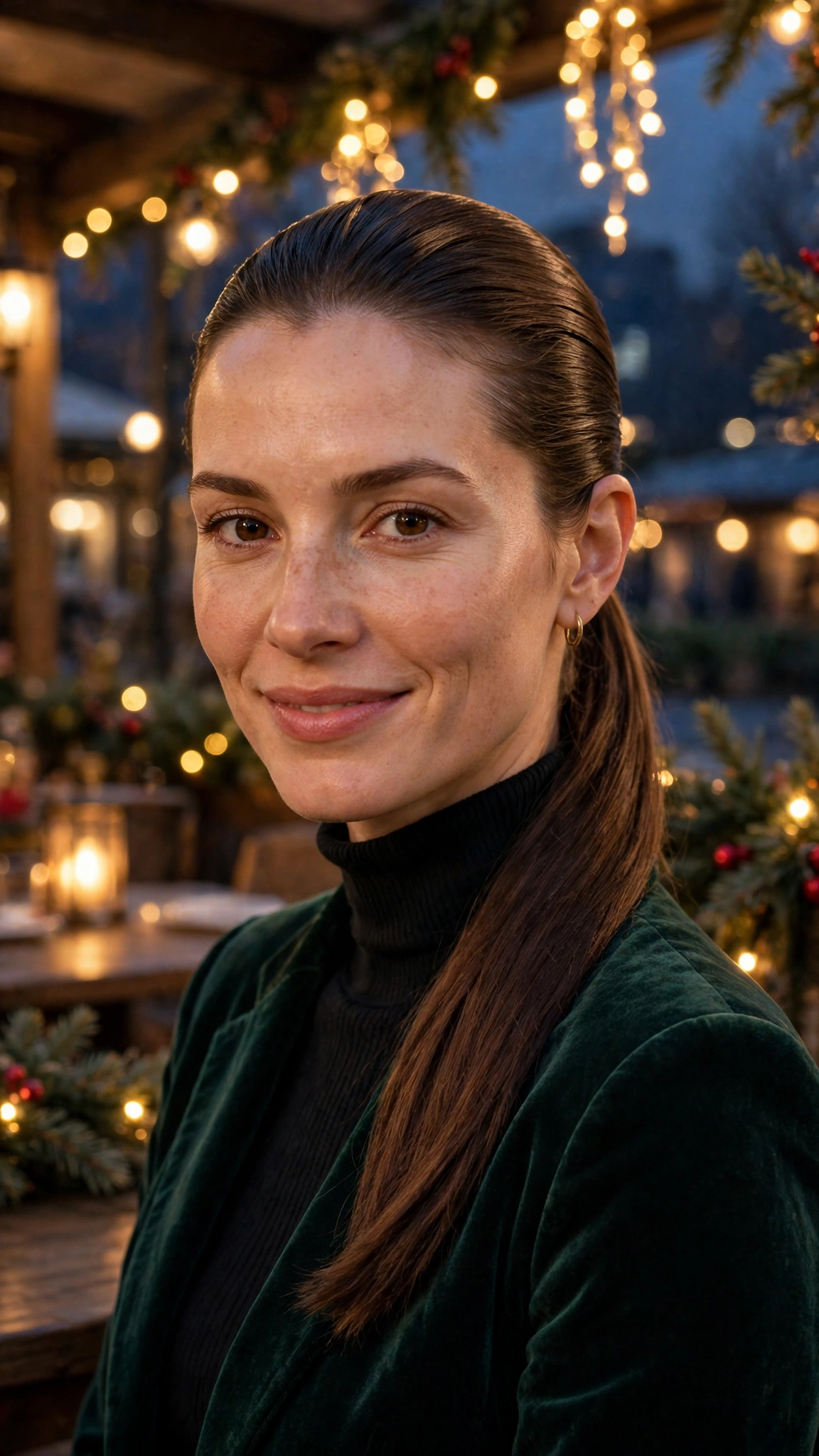 Effortless Collarbone-Length Slick Ponytail with a Smooth Crown