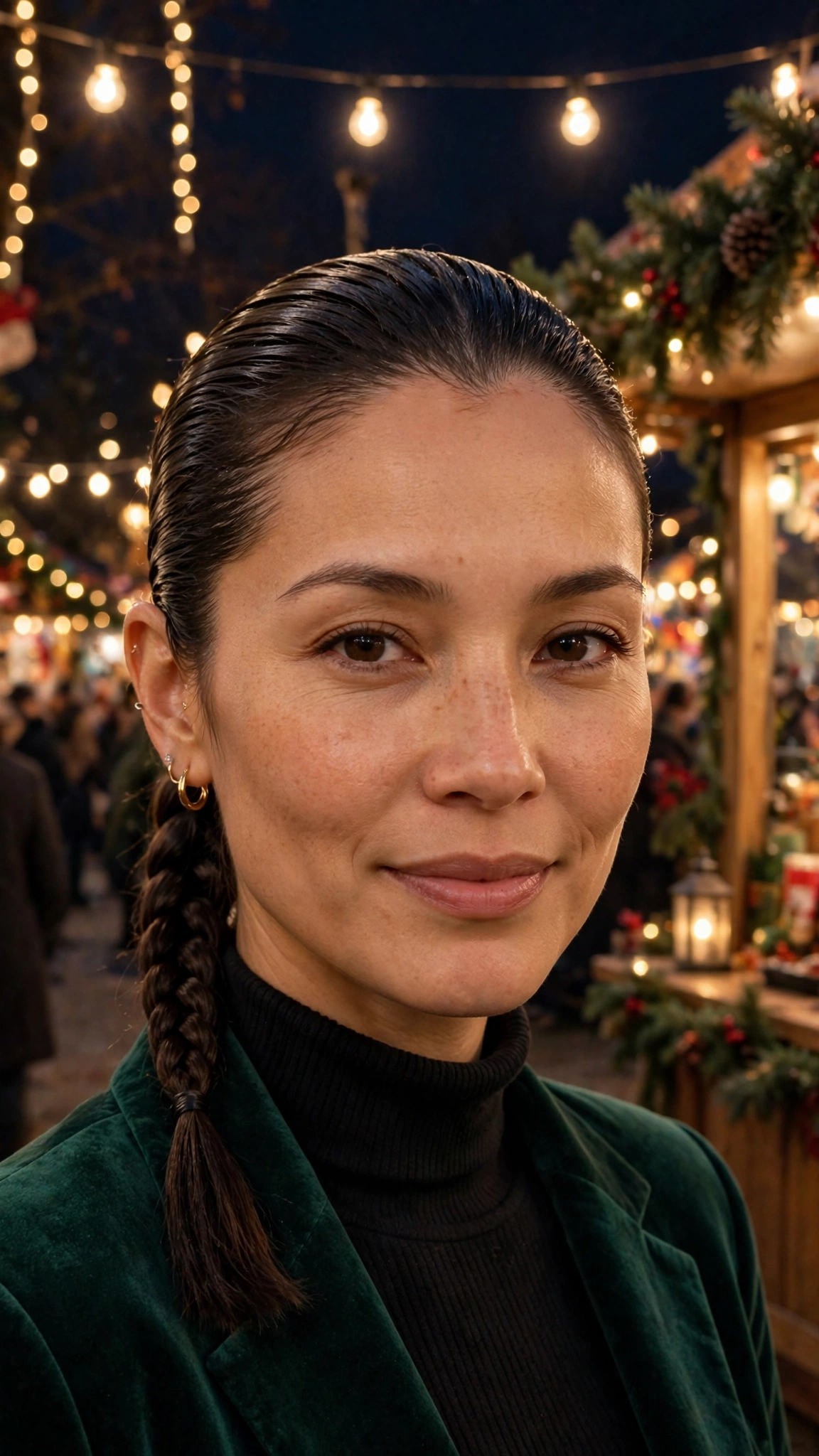 Classic Chin-Length Slick Ponytail with a Braided Detail