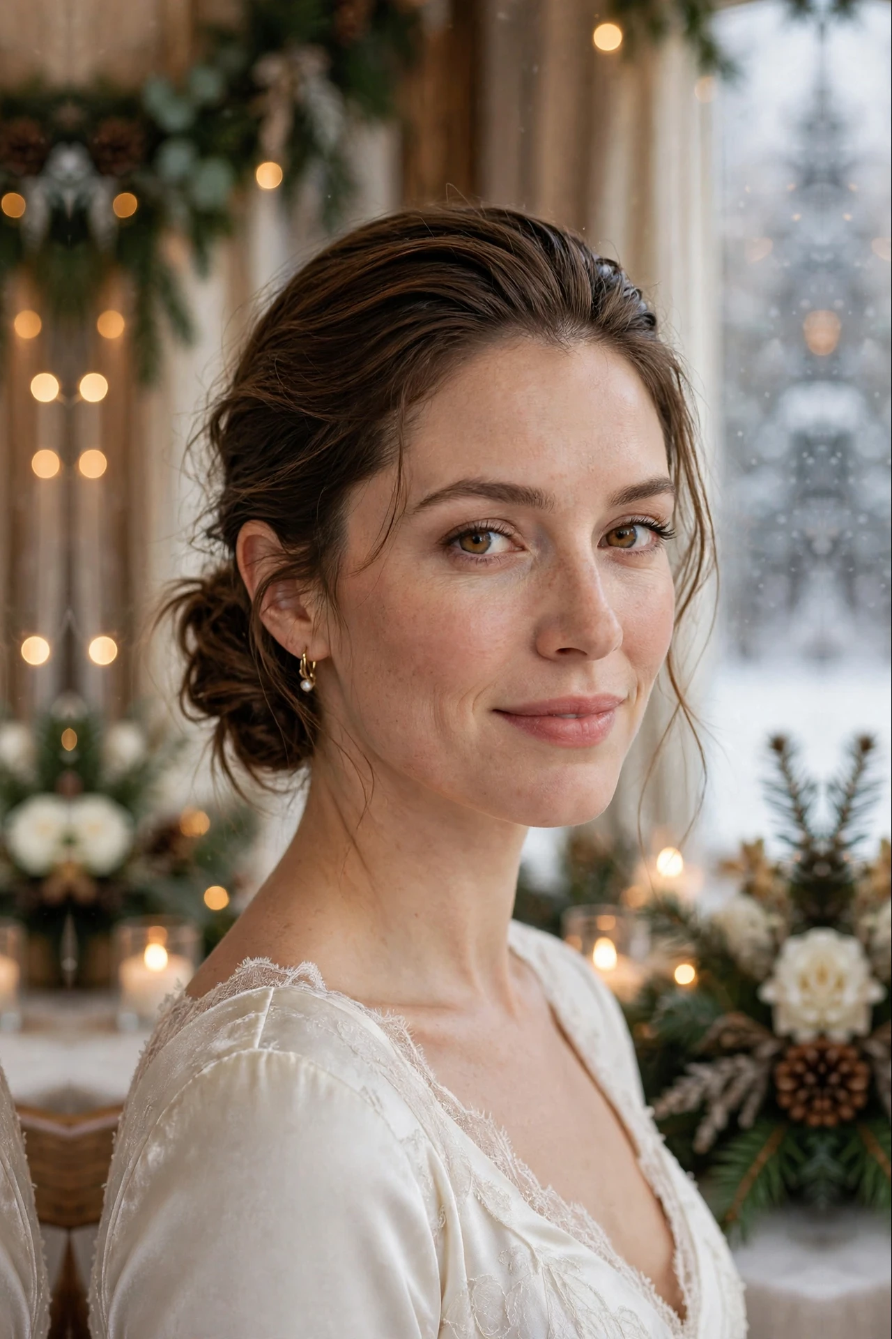 Gently Tousled Medium-Length Slicked Low Bun with a Textured Finish