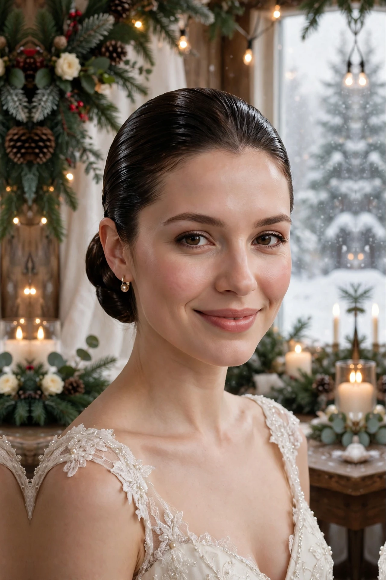 High-Shine Chin-Length Slicked Low Bun with a High-Shine Finish