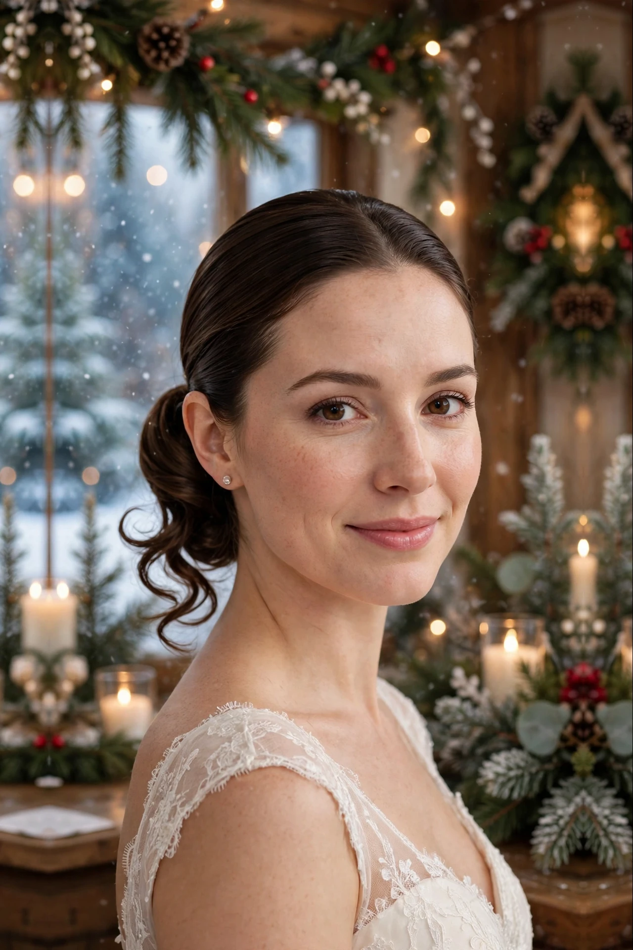 Understated Lob-Length Slicked Low Bun with Soft Curls at the Ends