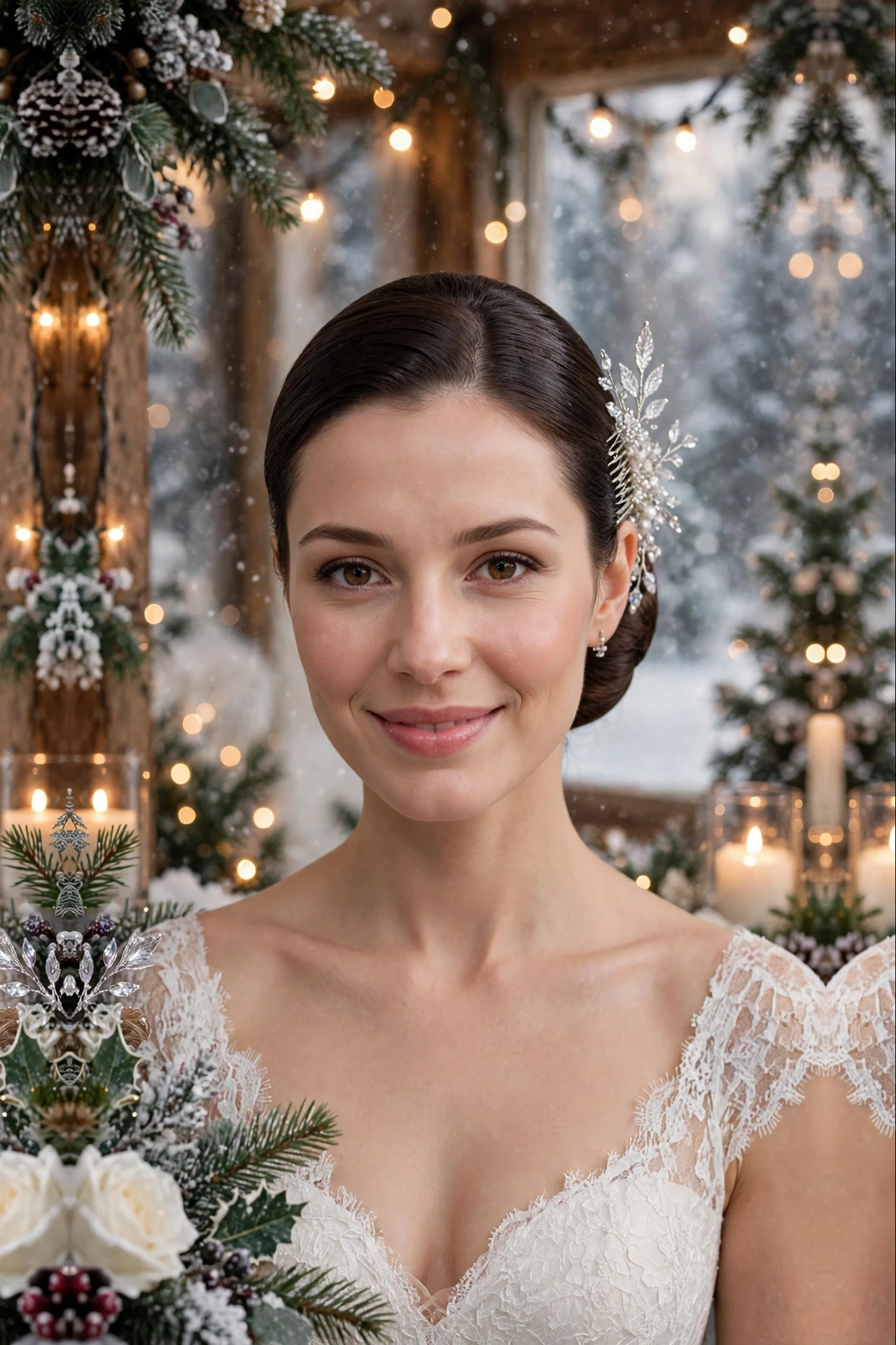 Sleek Mid-Length Slicked Low Bun with a Crystal Comb