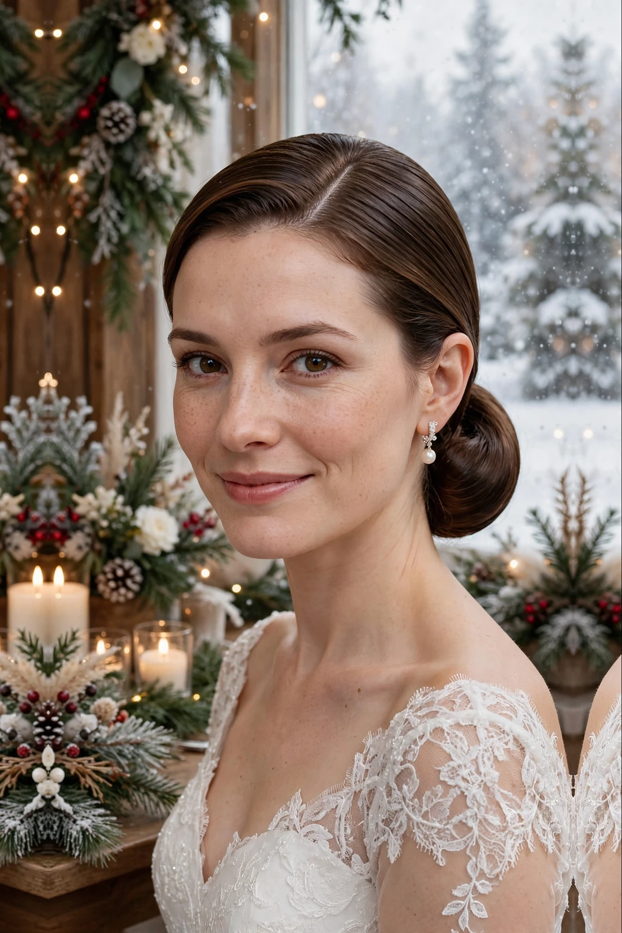 Chic Long Slicked Low Bun with a Deep Side Sweep