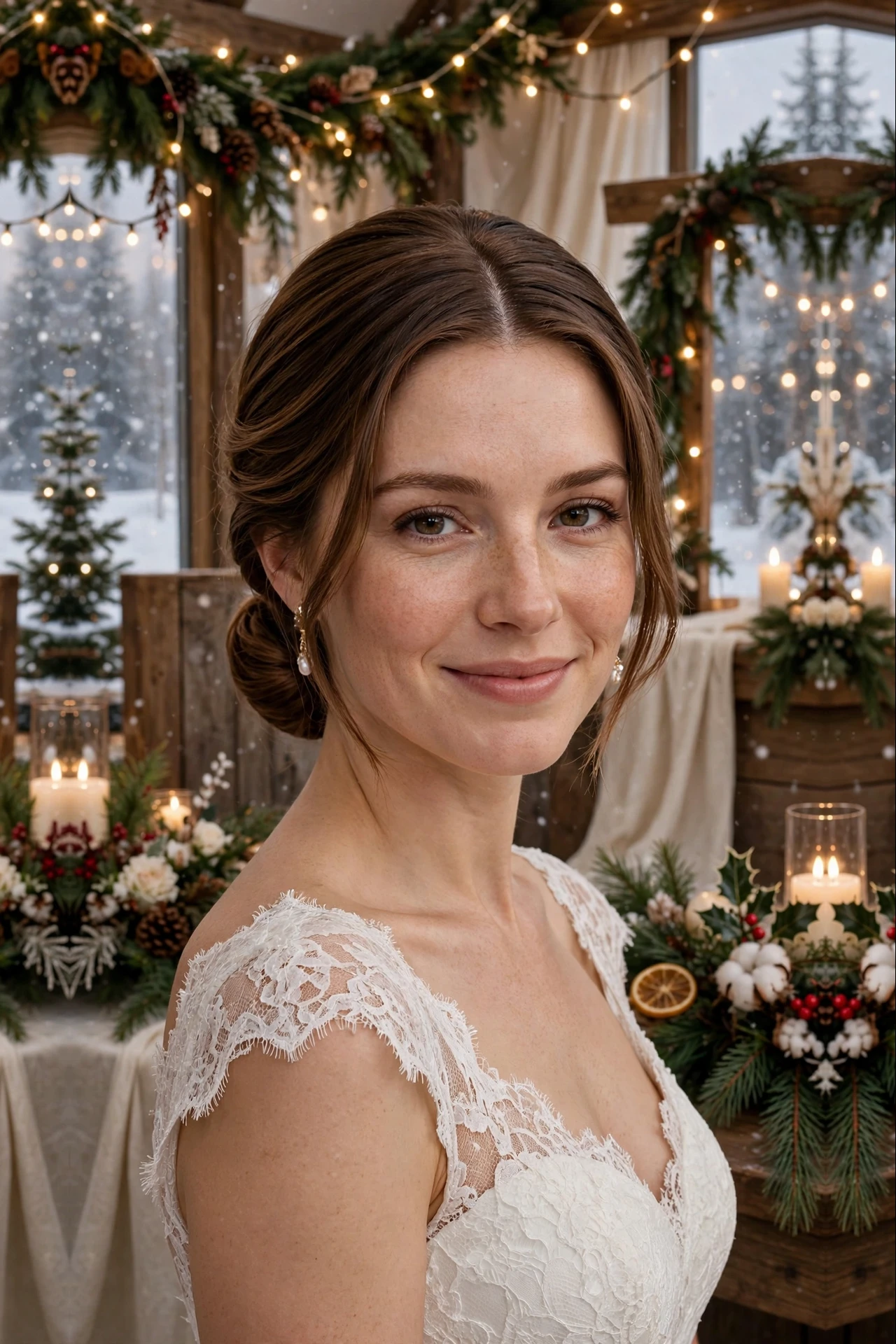 Feathered Mid-Length Slicked Low Bun with a Centre Part