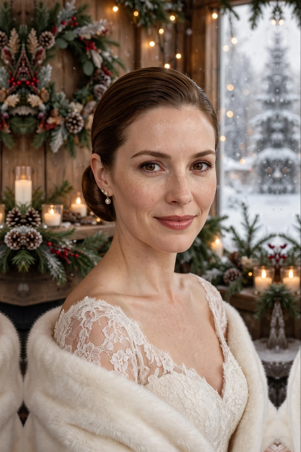 Graceful Shoulder-Length Slicked Low Bun with a Smooth Crown