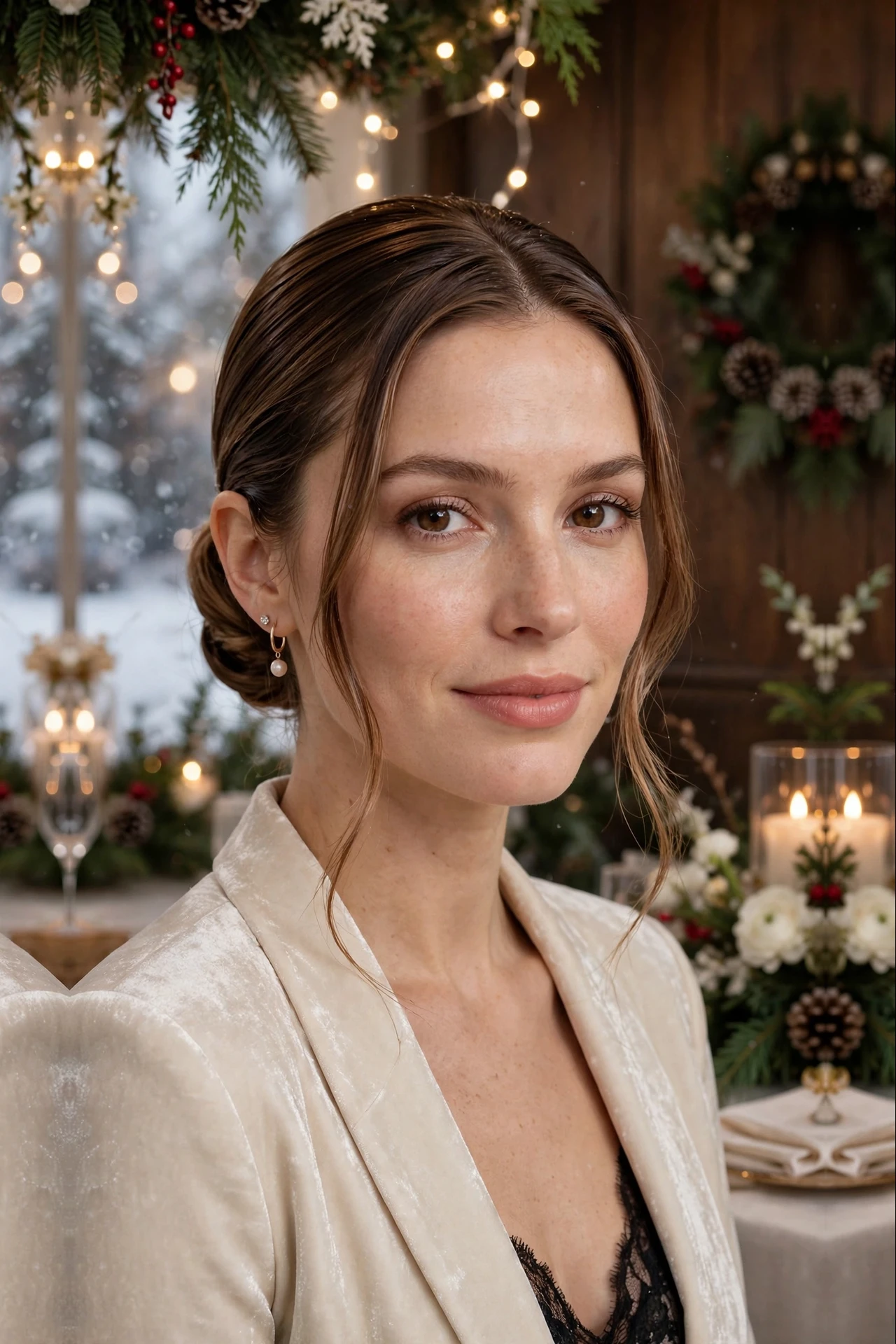 Show-Stopping Shoulder-Length Slicked Low Bun with Face-Framing Strands