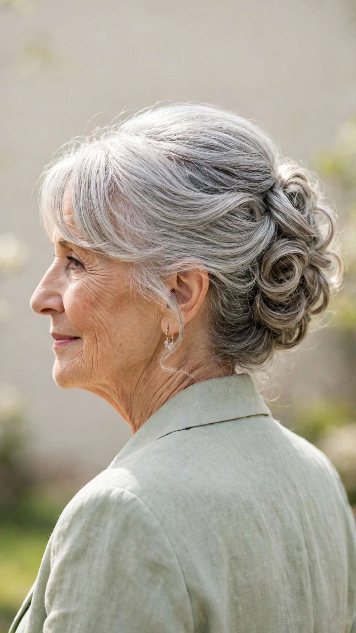 Effortless Spring Updos For Garden Parties With Smooth Glossy Lengths, A Soft Side-Swept Fringe And A Glossy Shine Finish