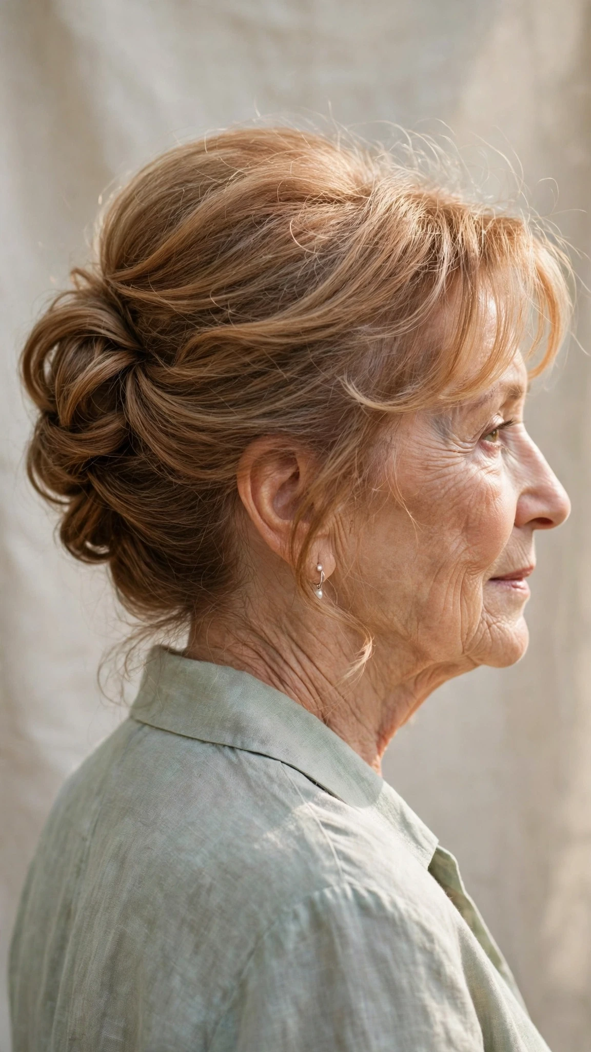Effortless Spring Updos For Garden Parties With A Polished Blowout, Wispy Pieces Around The Face And Warm Caramel Tones
