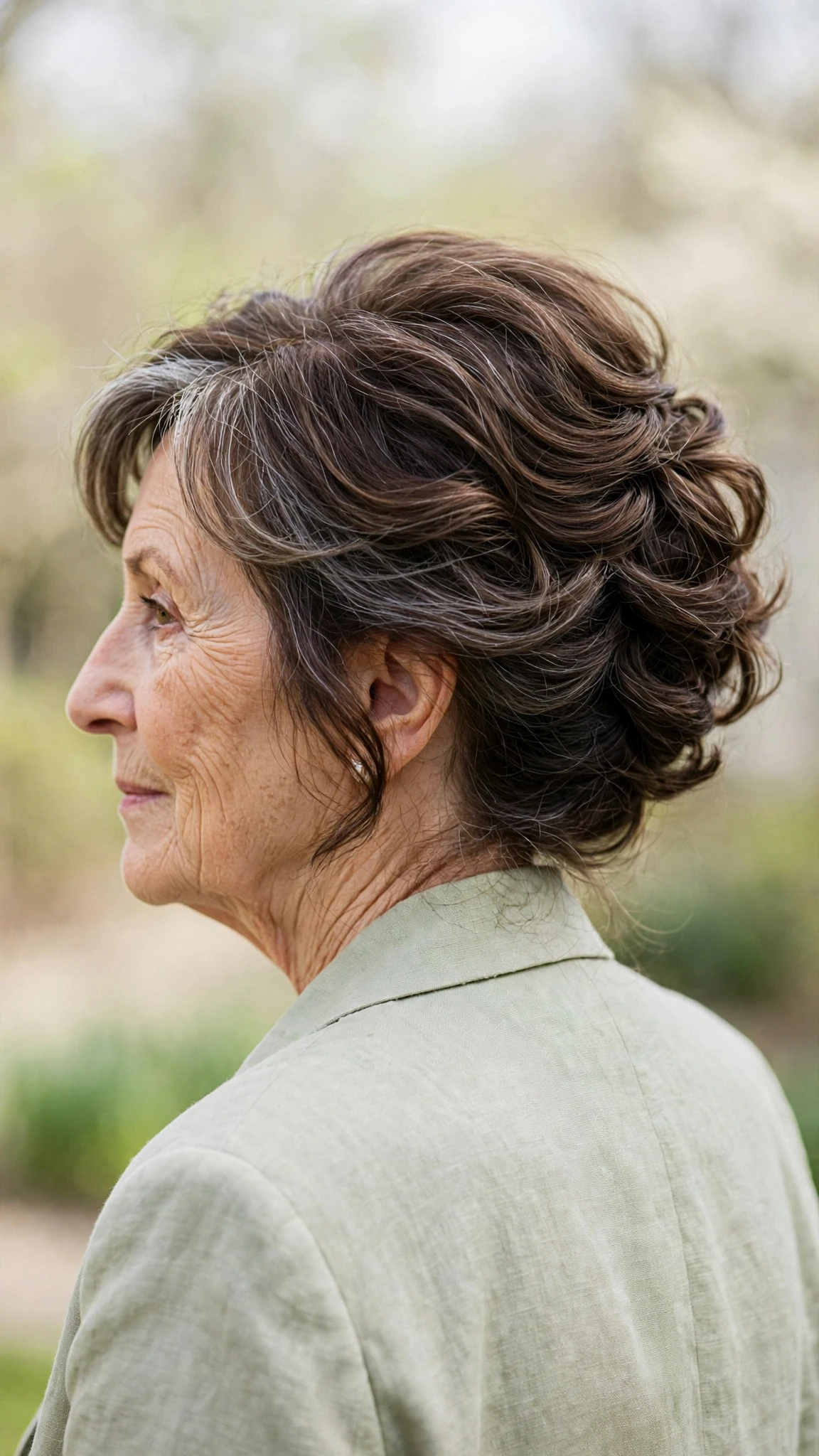 Effortless Spring Updos For Garden Parties With A Relaxed Lived-In Wave, Blunt Ends With Soft Layers And Natural Brunette Depth