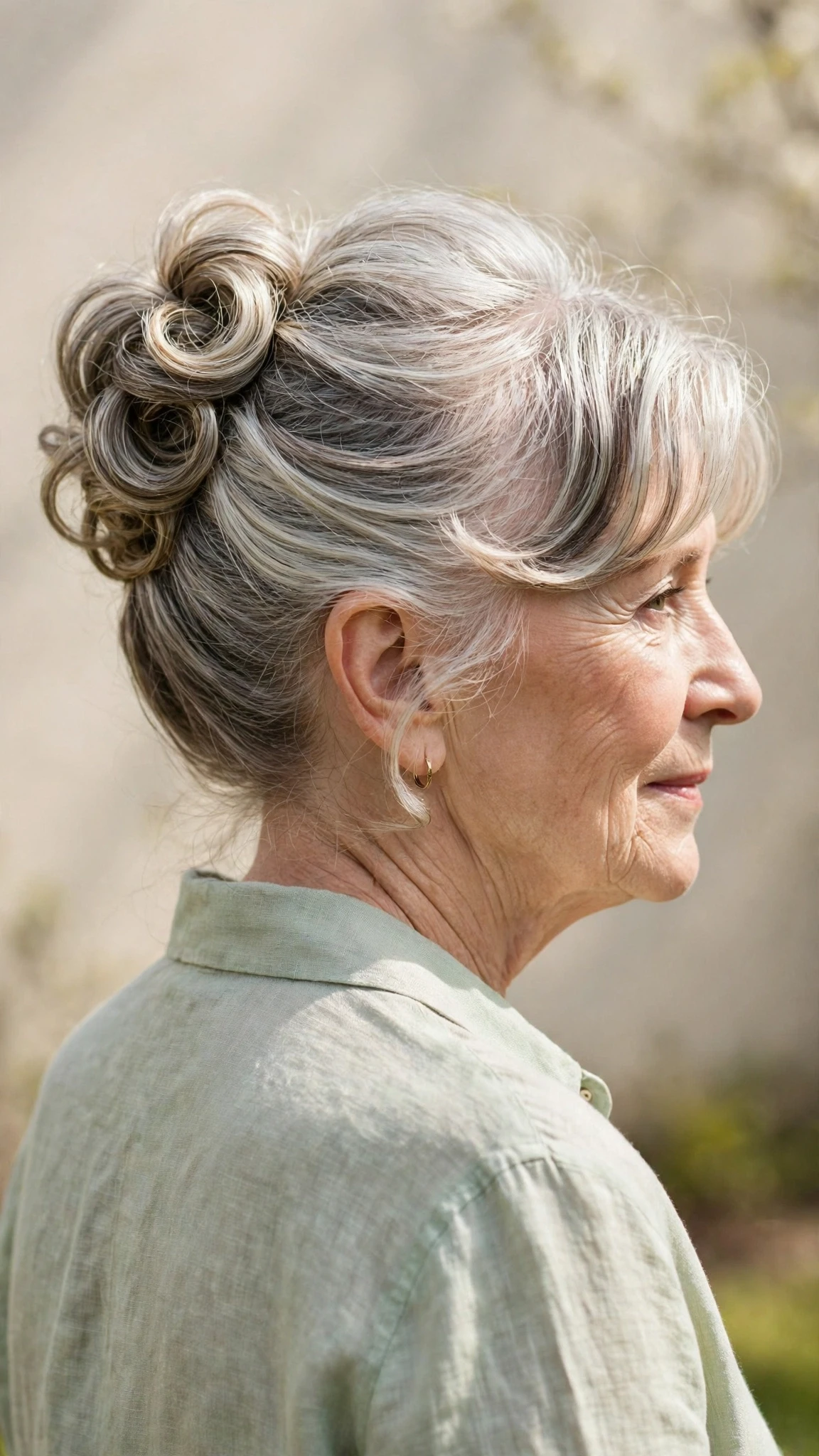 Effortless Spring Updos For Garden Parties With A Polished Blowout, Curtain Pieces And Silver-Blended Brightness