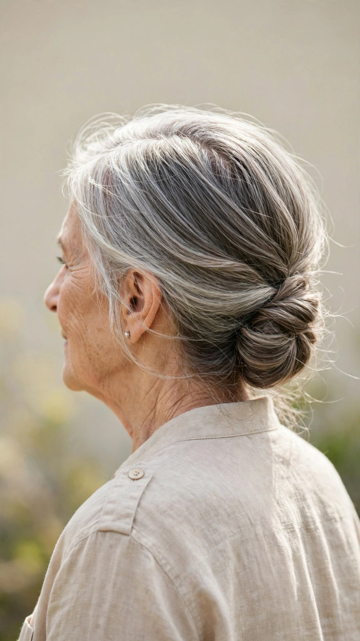 Effortless Spring Updos With A Simple Low Twist With Delicate Natural Movement, A Centre Part With Soft Layers And A Glossy Shine Finish
